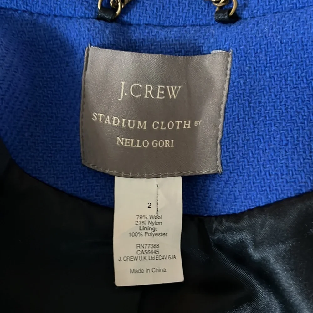 J. Crew Stadium Cloth Cobalt Blue Pea Coat - sz 2 - Picture 6 of 6